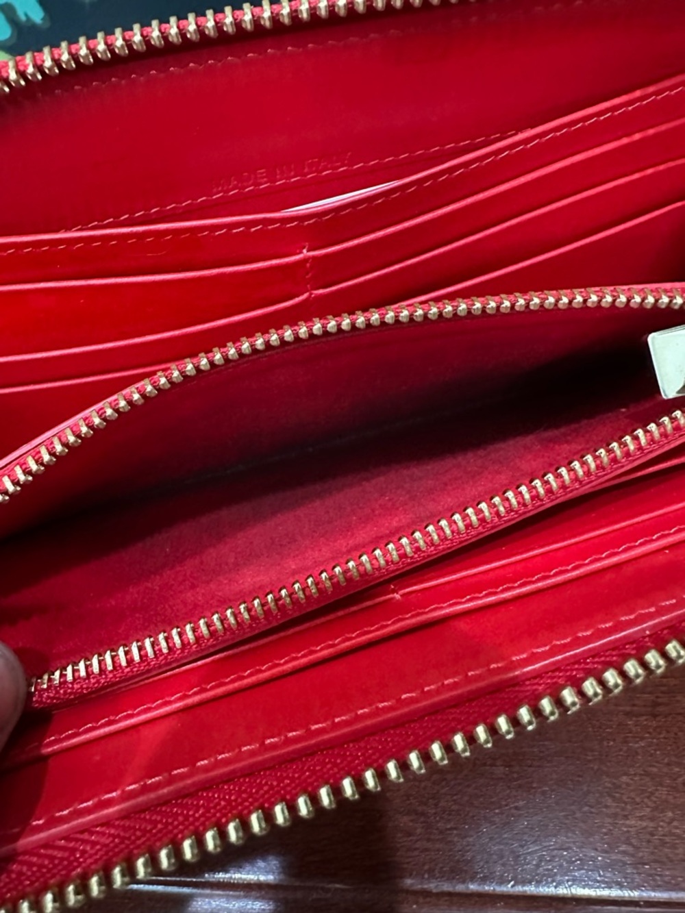 Christian Louboutin Red Studded Zip Around Wallet Leather Spike Star Continental - Picture 11 of 14